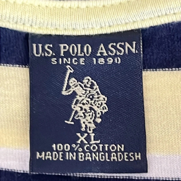 US Polo Big Pony Cotton V Neck Short Sleeve Striped T Shirt - Size XL - Picture 5 of 6
